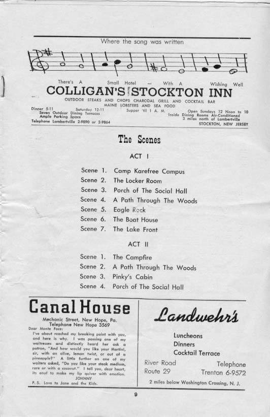 'Wish You Were Here' 1954 playbill, page 9