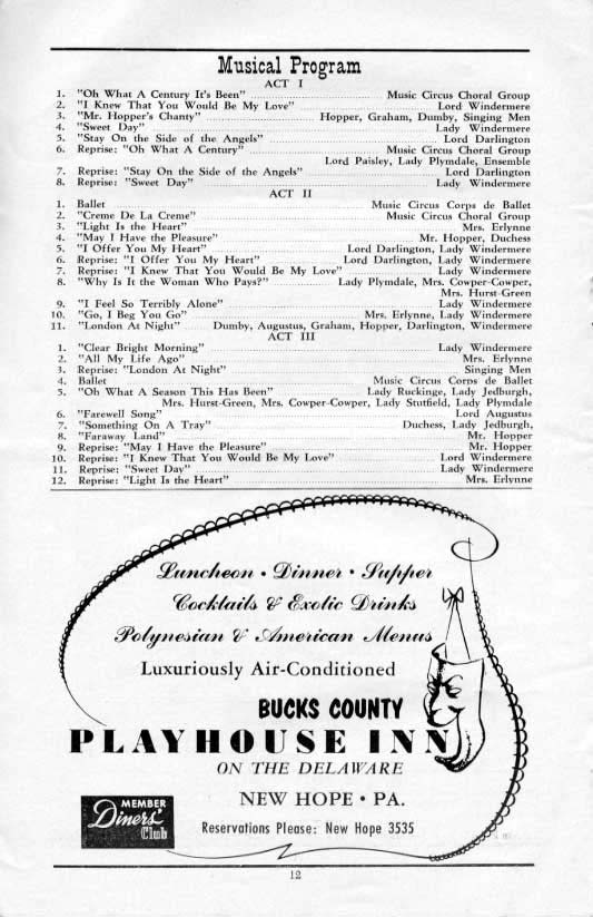 'After the Ball' 1955 playbill, page12 