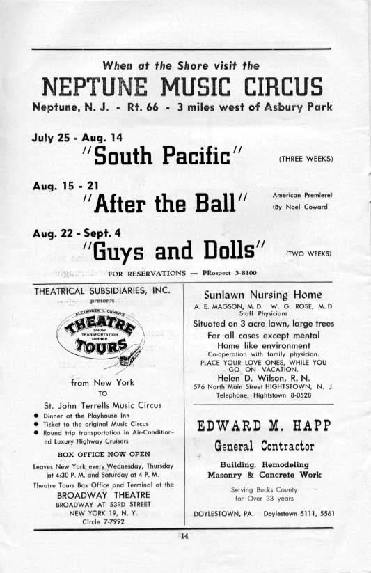 'After the Ball' 1955 playbill, page 14