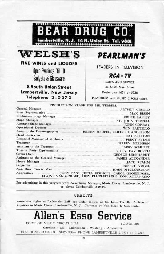 'After the Ball' 1955 playbill, page 15