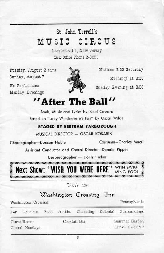 'After the Ball' 1955 playbill, page 5