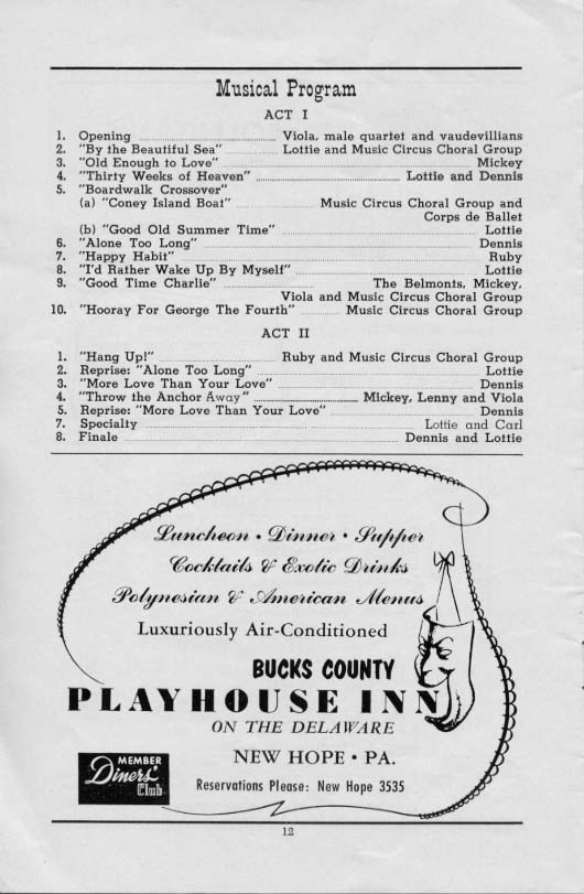 'By the Beautiful Sea' 1955 playbill, page12 