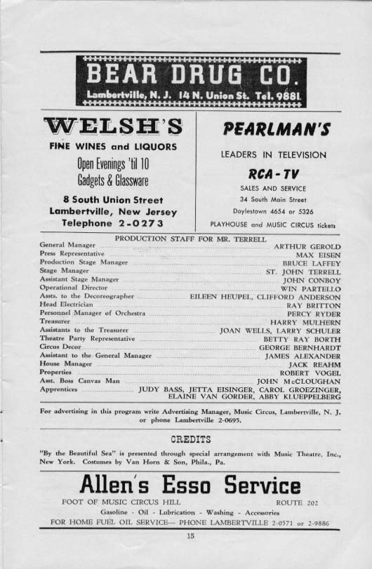 'By the Beautiful Sea' 1955 playbill, page 15
