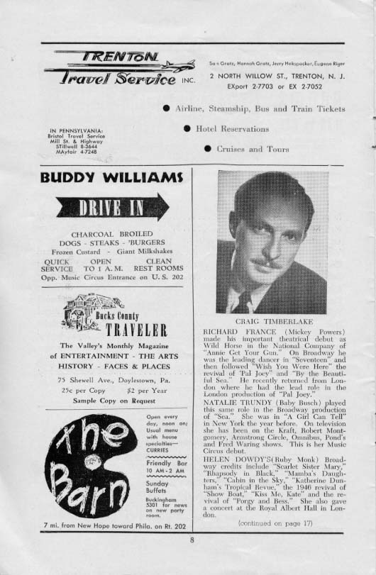 'By the Beautiful Sea' 1955 playbill, page 8