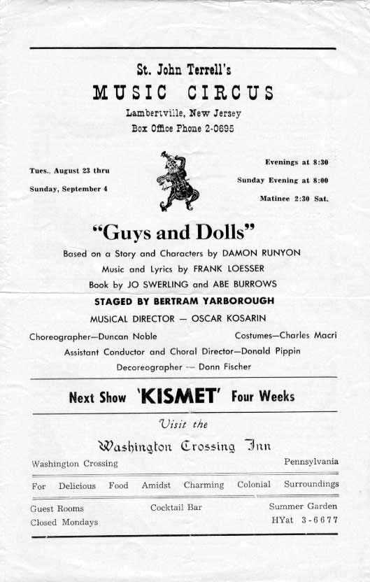 'Guys and Dolls' 1955 playbill, page 3