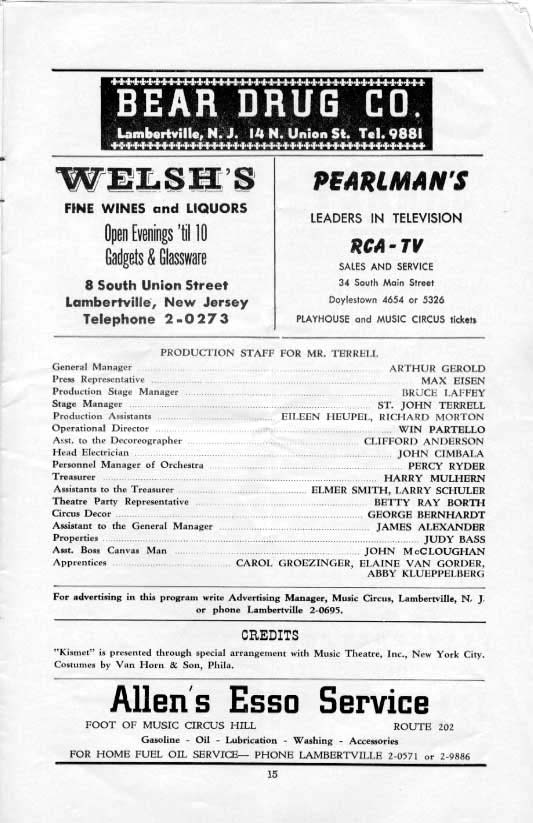 'Kismet' 1955 playbill, page 15