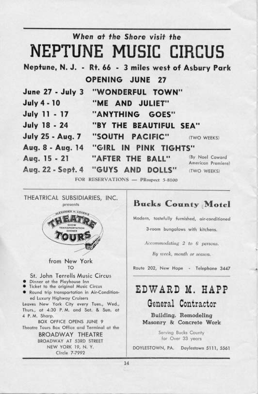 'Me and Juliet' 1955 playbill, page 14