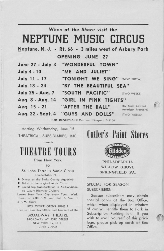 'The Merry Widow' 1955 playbill, page 14
