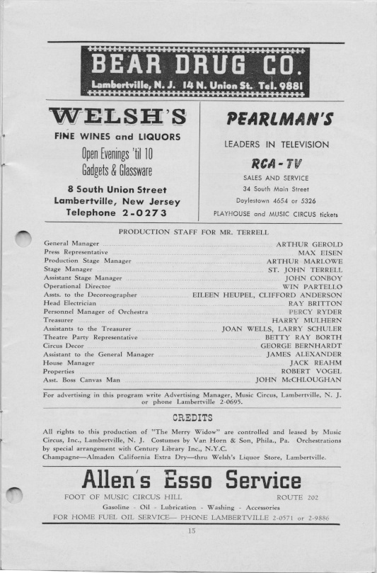 'The Merry Widow' 1955 playbill, page 15