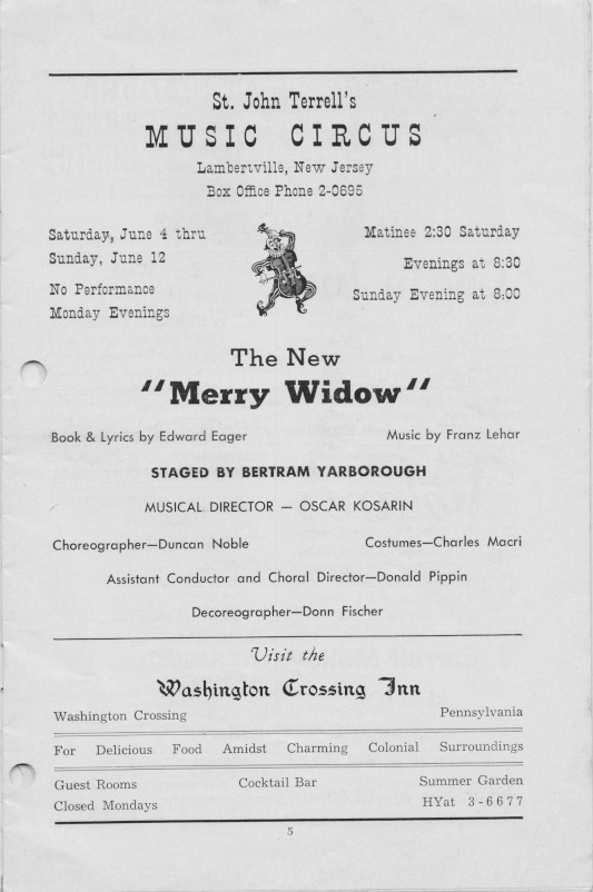 'The Merry Widow' 1955 playbill, page 5