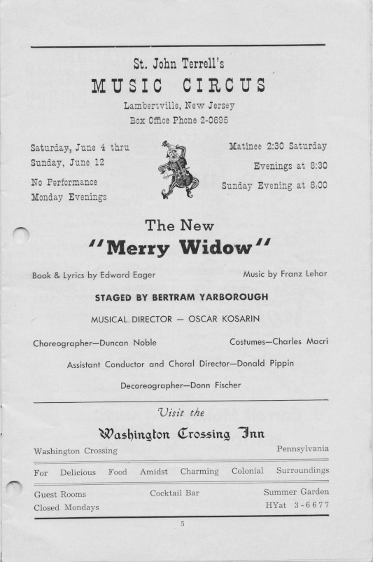 'The Merry Widow' 1955 playbill, page 5