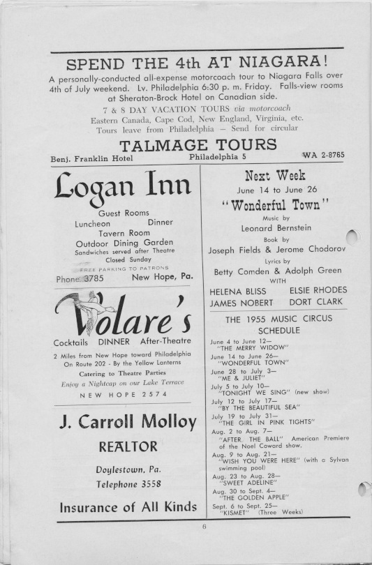 'The Merry Widow' 1955 playbill, page 6