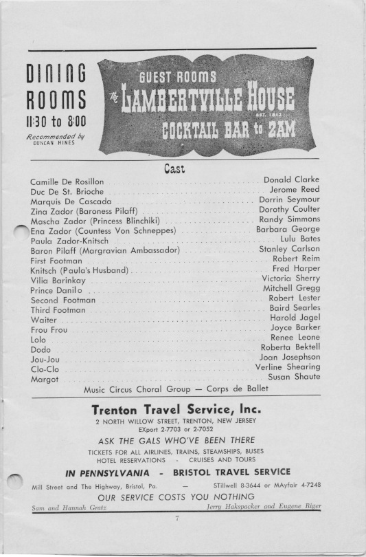 'The Merry Widow' 1955 playbill, page 7