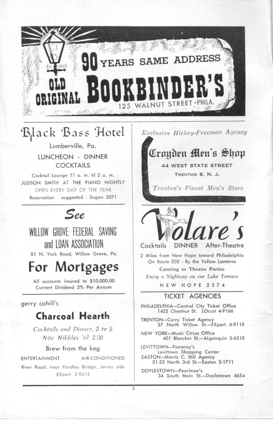 'South Pacific' 1955 playbill, page 2