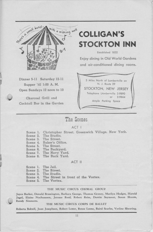 'Wonderful Town' 1955 playbill, page 11
