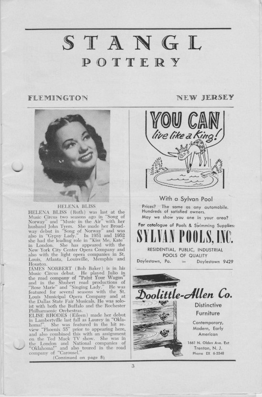 'Wonderful Town' 1955 playbill, page 3
