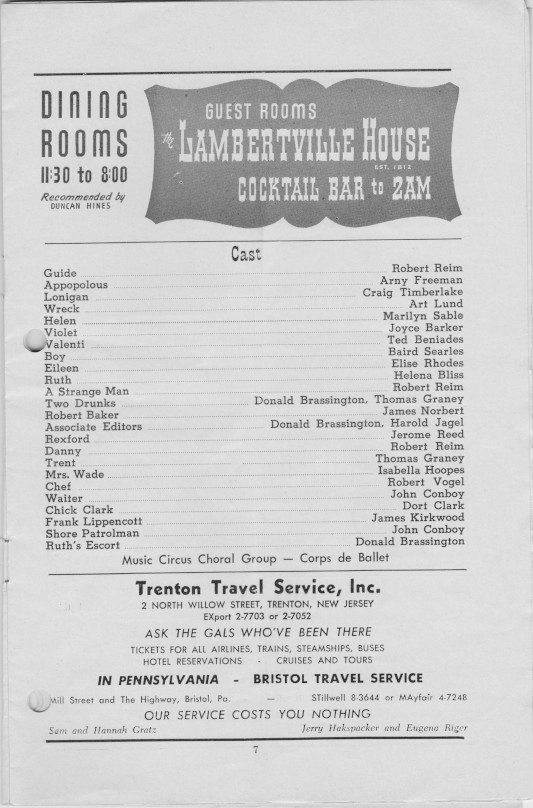 'Wonderful Town' 1955 playbill, page 7