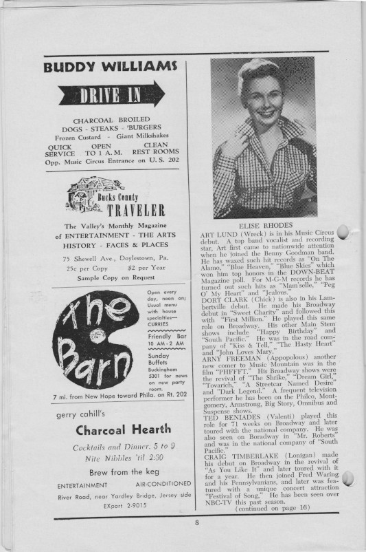 'Wonderful Town' 1955 playbill, page 8