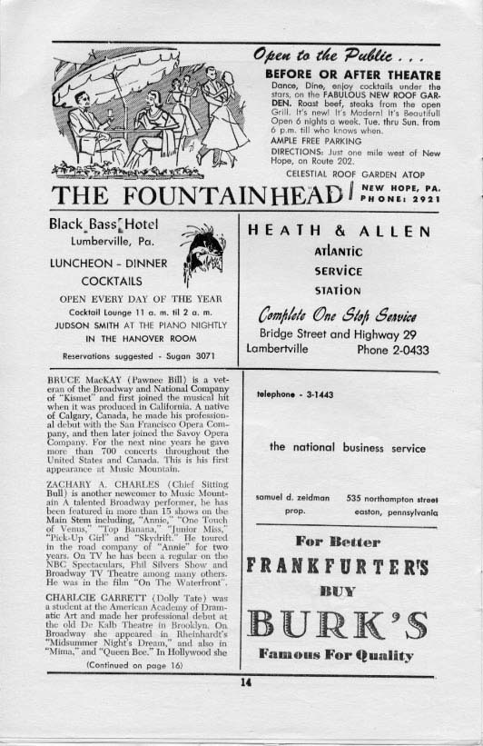 'Annie Get Your Gun' 1956 playbill, page 14