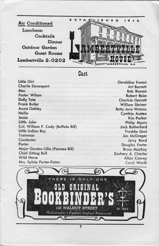 'Annie Get Your Gun' 1956 playbill, page 7