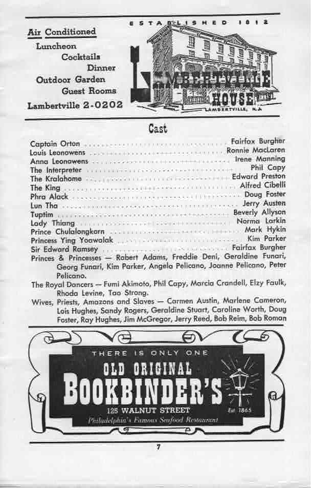 'The King and I' 1956 playbill, page 6
