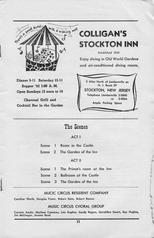 'The Student Prince' 1956 playbill, page 11