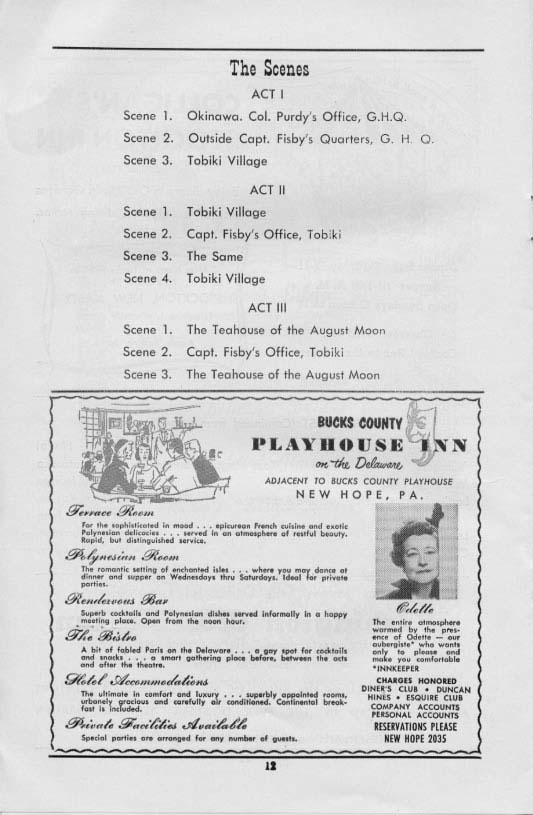 'TheTeahouse of the August Moon' 1956 playbill, page12 