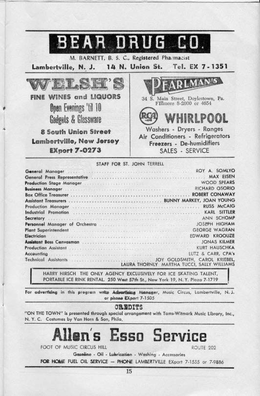 'On the Town' 1957 playbill, page 15