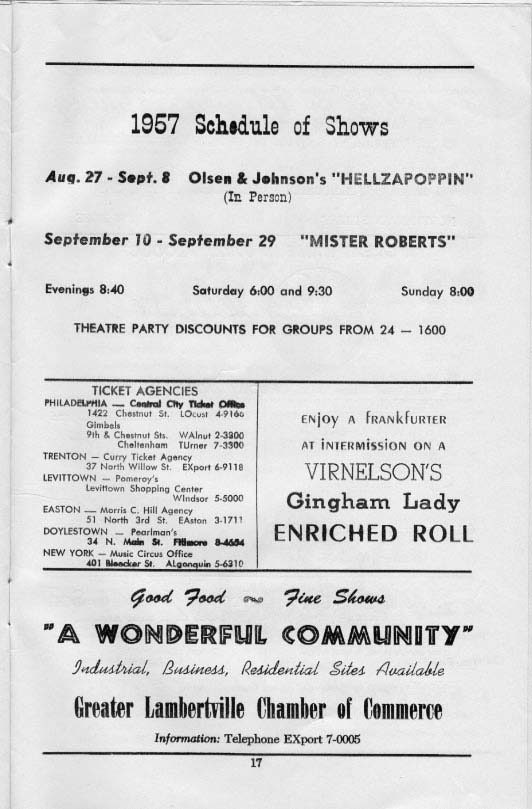'On the Town' 1957 playbill, page 17r