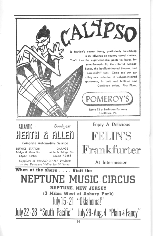 'Plain and Fancy' 1957 playbill, page 14