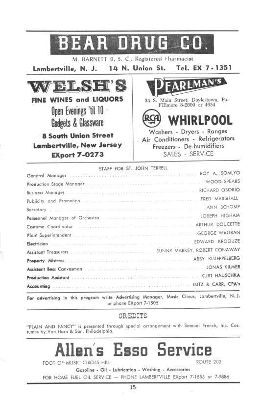 'Plain and Fancy' 1957 playbill, page 15