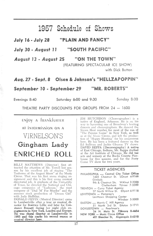 'Plain and Fancy' 1957 playbill, page 17