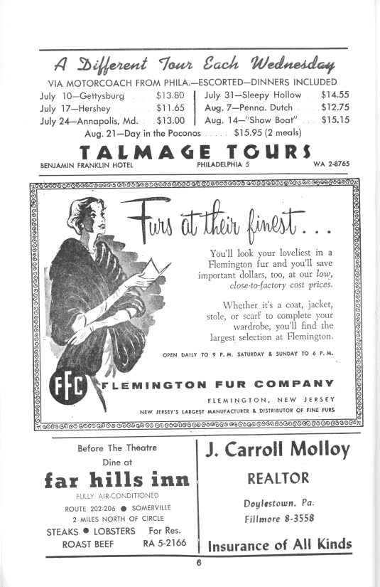 'Plain and Fancy' 1957 playbill, page 6