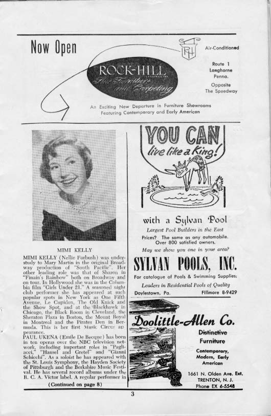 'South Pacific' 1957 playbill, page 3