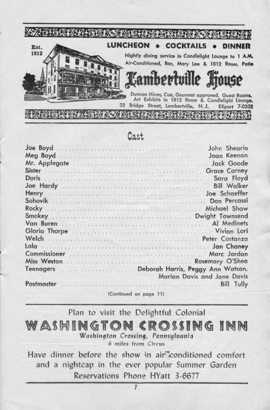 'Damn Yankees' 1958 playbill, page 7