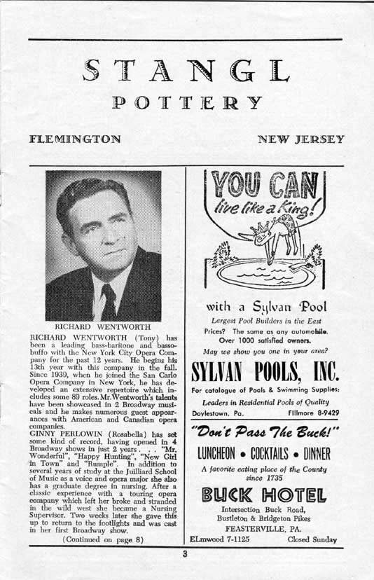 'The Most Happy Fella' 1958 playbill, page 3