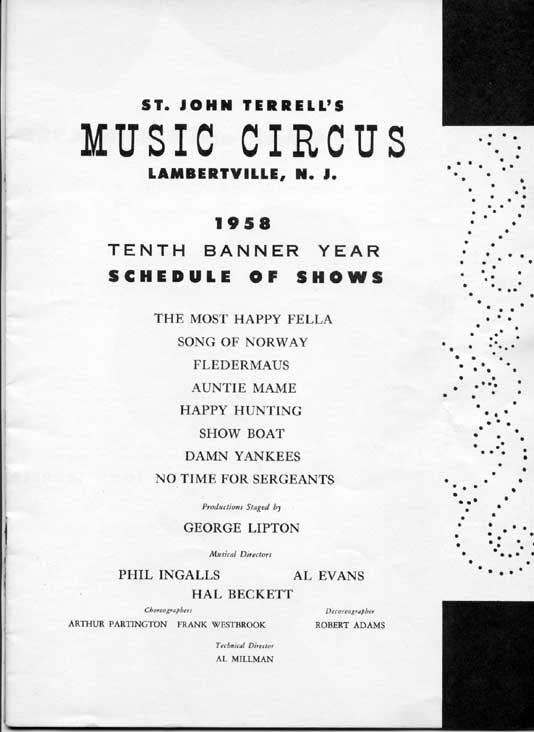 1958 Music Circus Season Souvenir Program, page 1