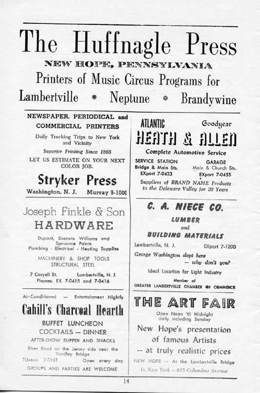 'Show Boat' 1958 playbill, page 14