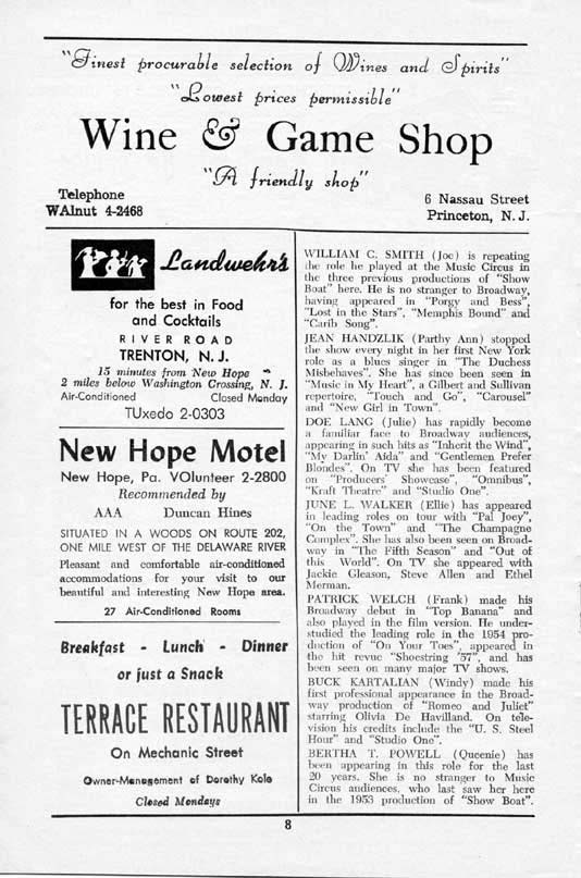 'Show Boat' 1958 playbill, page 8