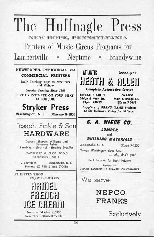 'Song of Norway' 1958 playbill, page 14