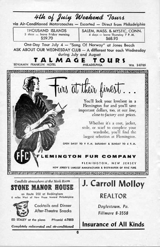 'Song of Norway' 1958 playbill, page 6