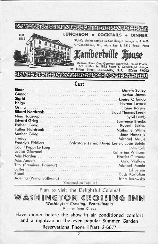 'Song of Norway' 1958 playbill, page 7