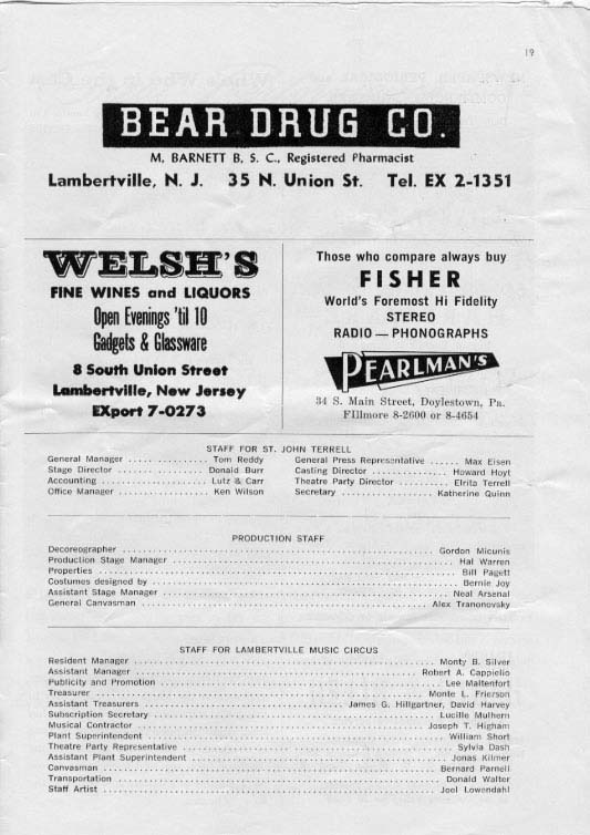 'Bells Are Ringing' 1959 playbill, page 21