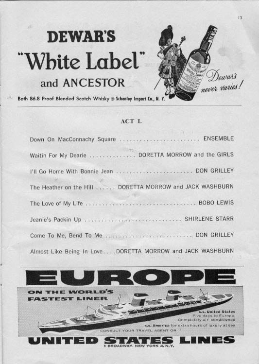 'Brigadoon' 1959 playbill, page 15