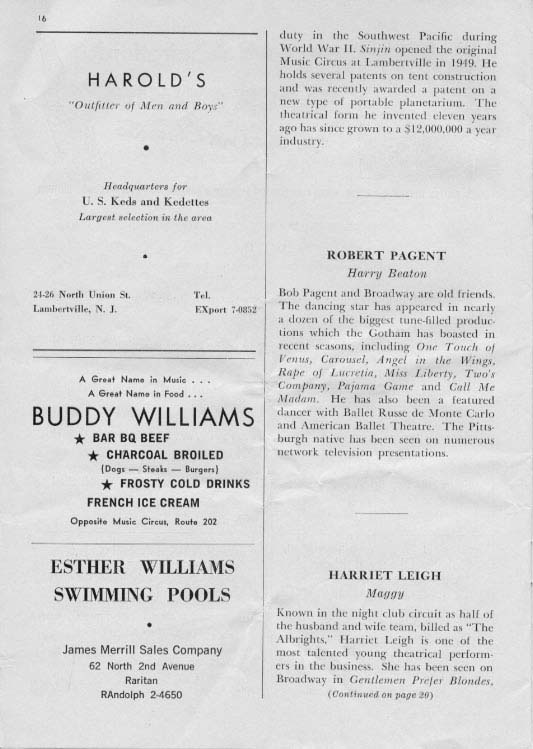 'Brigadoon' 1959 playbill, page 15