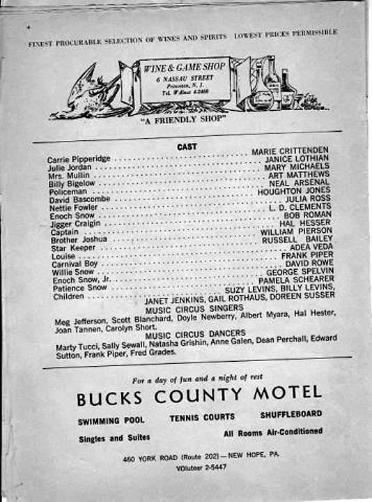 'Carousel' 1960 playbill, page 5
