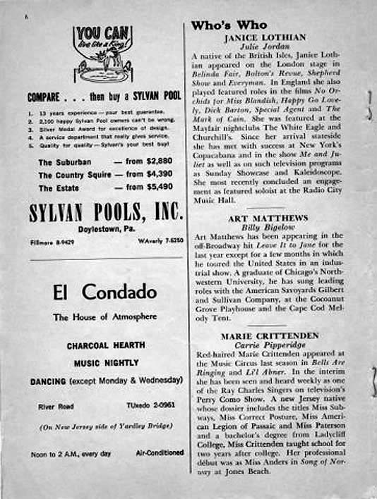 'Carousel' 1960 playbill, page 7