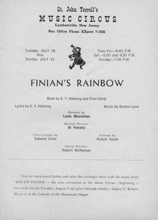 'Finian's Rainbow' 1960 playbill, page 7