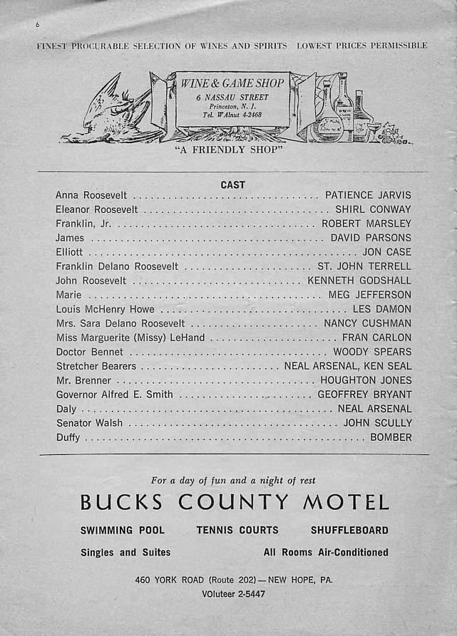 Sunrise at Campobello' 1960 playbill, page 5