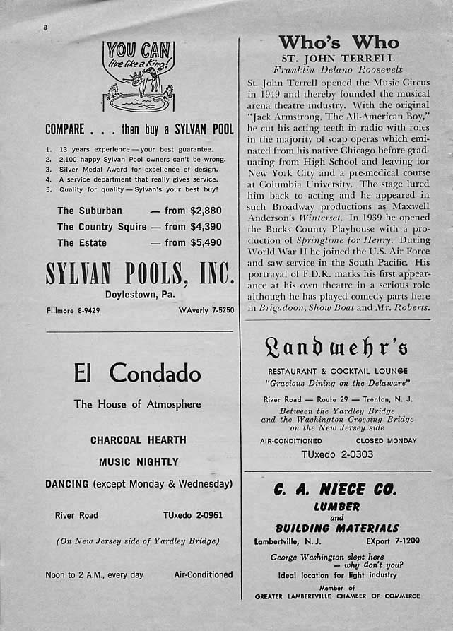 Sunrise at Campobello' 1960 playbill, page 7